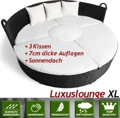 Casaria Polyrattan Zonne-Eiland Ø185cm – Incl. Kussens - Zwart Crème 28 Casaria Polyrattan Zonne-Eiland Ø185cm – Incl. Kussens - Zwart Crème -Tuinbenodigdheden Bevordering 1200x1184 4