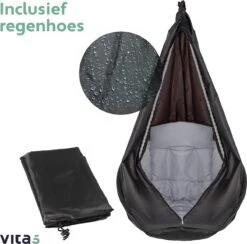 Vita5 Macramé Hangstoel - Voor Binnen En Buiten - Zonder Standaard - Incl. Kussen, Boekenvak En Beschermhoes - Tot 150kg - Grijs 22 Vita5 Macramé Hangstoel - Voor Binnen En Buiten - Zonder Standaard - Incl. Kussen, Boekenvak En Beschermhoes - Tot 150kg - Grijs -Tuinbenodigdheden Bevordering 1200x1185 1