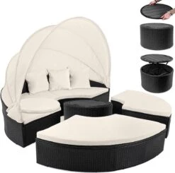 Casaria Polyrattan Zonne-Eiland Ø185cm – Incl. Kussens - Zwart Crème 26 Casaria Polyrattan Zonne-Eiland Ø185cm – Incl. Kussens - Zwart Crème -Tuinbenodigdheden Bevordering 1200x1189 5