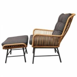 BUITEN Living Dex Wicker Loungestoel Tuin Incl. Wicker Voetenbank | Wicker + Aluminium | Bamboe Antraciet -Tuinbenodigdheden Bevordering 1200x1190 3