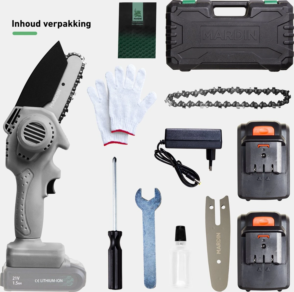 Mardin Mini Kettingzaag - Snoeizaag - Kettingzaag - Kettingzaag Electrisch Met 2 Accu - Inclusief Koffer - 1 Extra Accu - Grijs 10 Mardin Mini Kettingzaag - Snoeizaag - Kettingzaag - Kettingzaag Electrisch Met 2 Accu - Inclusief Koffer - 1 Extra Accu - Grijs - Afbeelding 8