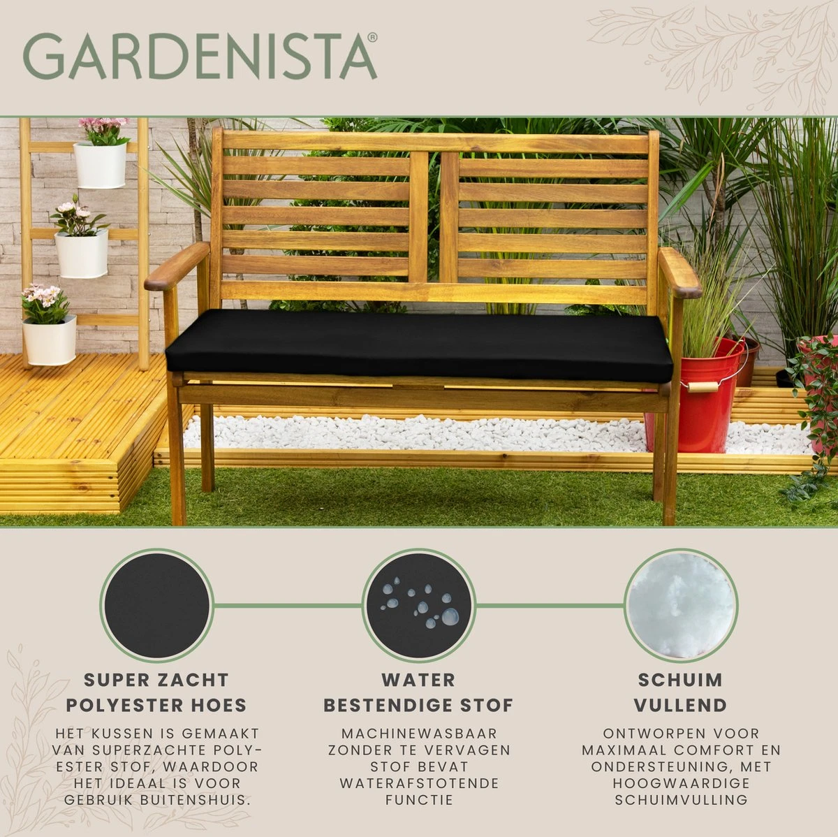 Gardenista Tuinbankkussen - Patio Meubilair Buiten 3-zitter BankKussen Voor Tuin -tuinkussen Voor Tuin Bank - Zachte En Lichtgewicht Waterbestendig Materiaal - 140cm X 47cm 5 Gardenista Tuinbankkussen - Patio Meubilair Buiten 3-zitter BankKussen Voor Tuin -tuinkussen Voor Tuin Bank - Zachte En Lichtgewicht Waterbestendig Materiaal - 140cm X 47cm - Afbeelding 3