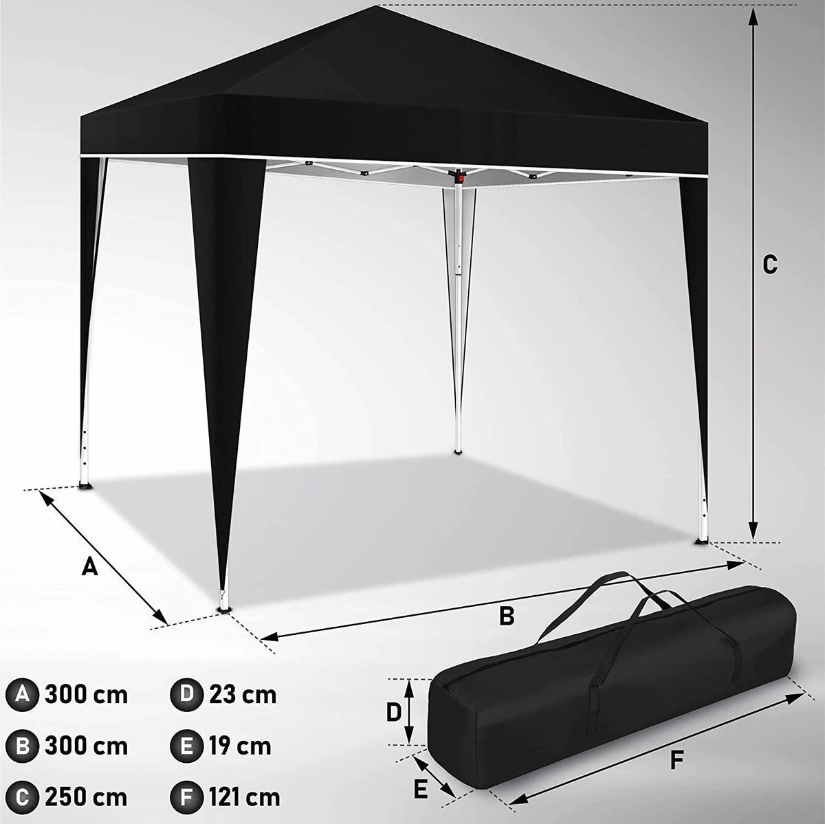 Sens Design Partytent Opvouwbaar - 3 X 3m - Zwart 5 Sens Design Partytent Opvouwbaar - 3 X 3m - Zwart - Afbeelding 3