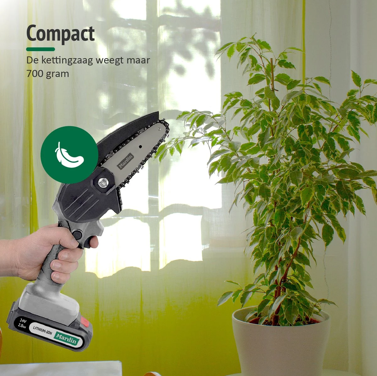 Mardin Mini Kettingzaag - Snoeizaag - Kettingzaag - Kettingzaag Electrisch Met 2 Accu - Inclusief Koffer - 1 Extra Accu - Grijs 5 Mardin Mini Kettingzaag - Snoeizaag - Kettingzaag - Kettingzaag Electrisch Met 2 Accu - Inclusief Koffer - 1 Extra Accu - Grijs - Afbeelding 3
