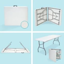 LifeGoods Klaptafel - Inklapbaar - 70x180cm - Verstelbare Vouwtafel - Weerbestendig - Wit -Tuinbenodigdheden Bevordering 1200x1200 1004