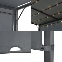 Pergola Fortaleza Tuinpaviljoen Met LED Verlichting 3x3 M Donkergrijs -Tuinbenodigdheden Bevordering 1200x1200 1082