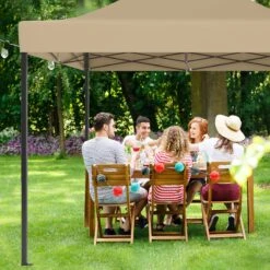LifeGoods Partytent - 3x4.5 M - Zijwanden - Easy Up - Opvouwbaar - Waterdicht - Draagtas Met Wieltjes - Beige -Tuinbenodigdheden Bevordering 1200x1200 1101