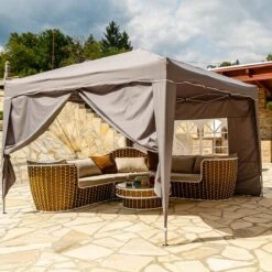 Easy Up Partytent - Partytent - Paviljoen - Partytent Opvouwbaar - Partytent 3x3 - Partytent Met Zijwanden - Inclusief Trolley - Waterdicht - UV 50+ Bescherming - Met Ramen - 16 Kg - Staal - Antraciet - 300 X 300 Cm -Tuinbenodigdheden Bevordering 1200x1200 1105