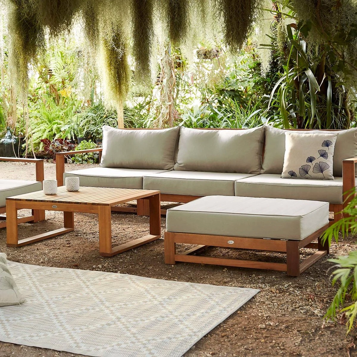 Alice's Garden Loungeset Mendoza - Acacia - 5 Plaatsen - Beige 7 Alice's Garden Loungeset Mendoza - Acacia - 5 Plaatsen - Beige - Afbeelding 5