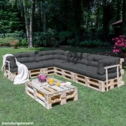 Beautissu Style – Palletkussen Set – 1x Zitkussen 120x80 Cm & 1x Rugkussen 120x40 Cm – Graphiet Grijs -Tuinbenodigdheden Bevordering 1200x1200 1248