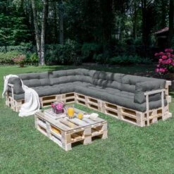 Beautissu Style – Palletkussen Set – 1x Zitkussen 120x80 Cm & 1x Rugkussen 120x40 Cm – Graphiet Grijs -Tuinbenodigdheden Bevordering 1200x1200 1249