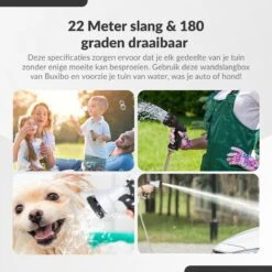 Buxibo - Wandslangenbox 20 Meter + 2 Meter - Tuinslang Met Haspel - 9 Sproei Standen - Slangenhouder 180° Draaibaar - Tuinslanghaspel Zwart+ Gratis Sproeier - Zwart -Tuinbenodigdheden Bevordering 1200x1200 1282