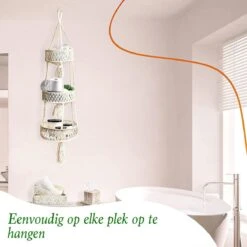 Macramé 3-Laags Hangende Fruitmand - Bohemian Mand Plantenhanger - Handgemaakt Katoen Touw Fruitschaal Hangmand - Boho Ophangbaar Etagere - Decoratieve Fruit Schaal/Basket - Opbergmand Organizer - Keuken/Balkon Decoratie - Hangpot Voor Binnen/Buiten -Tuinbenodigdheden Bevordering 1200x1200 1675