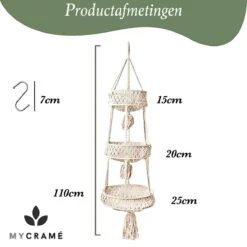 Macramé 3-Laags Hangende Fruitmand - Bohemian Mand Plantenhanger - Handgemaakt Katoen Touw Fruitschaal Hangmand - Boho Ophangbaar Etagere - Decoratieve Fruit Schaal/Basket - Opbergmand Organizer - Keuken/Balkon Decoratie - Hangpot Voor Binnen/Buiten -Tuinbenodigdheden Bevordering 1200x1200 1676