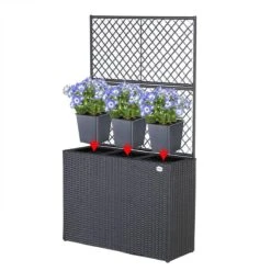 Casaria Polyrattan Plantenbak - Met Klimoprek - 3 Bakken Zwart -Tuinbenodigdheden Bevordering 1200x1200 1698