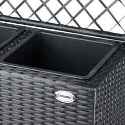 Casaria Polyrattan Plantenbak - Met Klimoprek - 3 Bakken Zwart -Tuinbenodigdheden Bevordering 1200x1200 1700