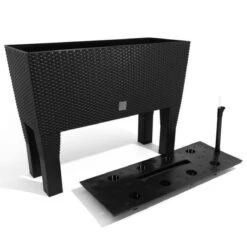 Prosperplast Kunststof Rato Plantenbak Op Poten Met Irrigatiesysteem Antraciet 80 X 33 X 62 Cm - 72 Liter - Balkonbakken/bloembakken -Tuinbenodigdheden Bevordering 1200x1200 1705