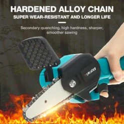 Merkloos Mini Accu Kettingzaag - 4 Inch Elektrische Boomzaag - Handkettingzaag - Met 2 Accu En 1 Oplader - Voor Tuinboom Ranch Bomen Snijden Hout- Blauw -Tuinbenodigdheden Bevordering 1200x1200 18