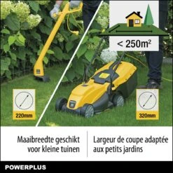 Powerplus POWXG6212T Elektrische Grasmaaier - Grasmachine Voor Kleine En Middelgrote Tuin - 1300W - Maaibreedte 320mm - Verstelbare Maaihoogte - 30L Opvangbak - Incl. Grastrimmer 250W -Tuinbenodigdheden Bevordering 1200x1200 239