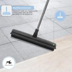 2 In 1 Rubberen Bezem – Bezem Binnen & Buiten – Vloerwisser Met Steel - Met Huisdierhaar Verwijderaar - Vloertrekker – Veger - Extra Lang 160cm -Tuinbenodigdheden Bevordering 1200x1200 286