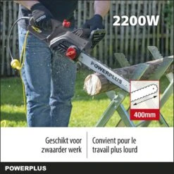 Powerplus POWEG10110 Elektrische Kettingzaag - 2200W - Zwaardlengte 400mm - Automatische Kettingsmering - Incl. 1x Ketting En 1x Zwaard -Tuinbenodigdheden Bevordering 1200x1200 440