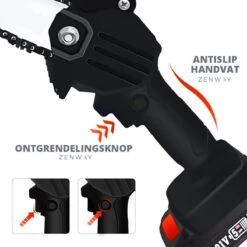 Zenway - Mini Kettingzaag - Snoeizaag - Kettingzaag - Kettingzaag Elektrisch Met 1 Accu- Inclusief Koffer - 1 Extra Accu - Zwart -Tuinbenodigdheden Bevordering 1200x1200 461