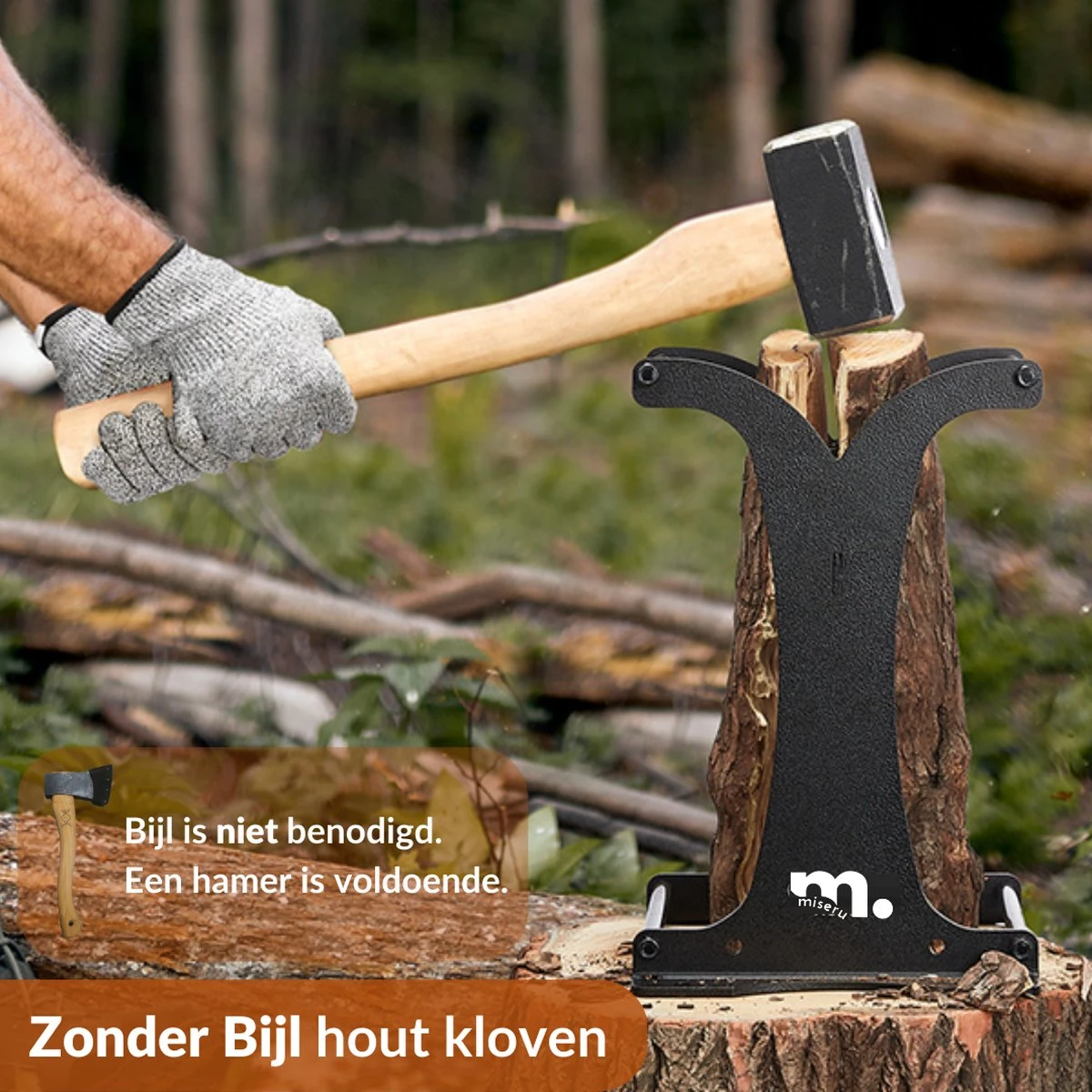 Miseru Houtklover – Zonder Bijl – No Axe – HANDMADE In Holland Houtsplijter – Houtkliever – Houtklover Voor Aanmaakhout – Ook Voor Stammen - Metaal 4 Miseru Houtklover – Zonder Bijl – No Axe – HANDMADE In Holland Houtsplijter – Houtkliever – Houtklover Voor Aanmaakhout – Ook Voor Stammen - Metaal - Afbeelding 2