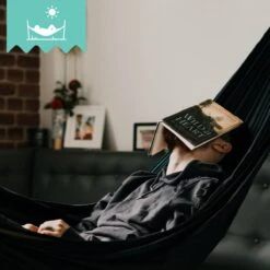 Dubbele Hangmat Zwart Met Spreidstok - 1 Of 2 Persoons - Lig Oppervlak 190x150cm - Lengte 260cm -Tuinbenodigdheden Bevordering 1200x1200 554