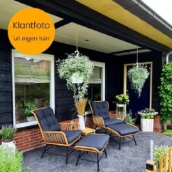 BUITEN Living Dex Wicker Loungestoel Tuin Incl. Wicker Voetenbank | Wicker + Aluminium | Bamboe Antraciet -Tuinbenodigdheden Bevordering 1200x1200 557