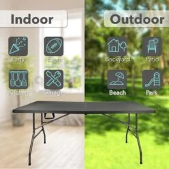 MaxxGarden Vouwtafel - Zwart - Rotanlook - 180x75x74 Cm -Tuinbenodigdheden Bevordering 1200x1200 571