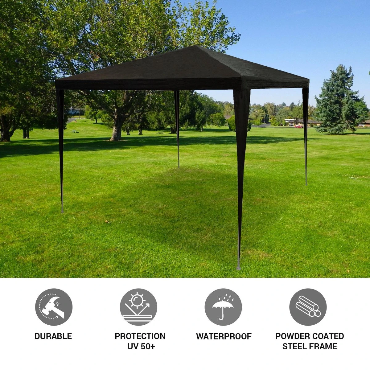 MaxxGarden Partytent - Paviljoen - 3x3 - Waterdicht - Zwart 6 MaxxGarden Partytent - Paviljoen - 3x3 - Waterdicht - Zwart - Afbeelding 4