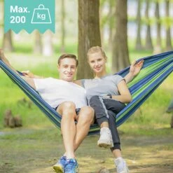 Dubbele Hangmat Blauw - 1 Of 2 Persoons - Lig Oppervlak 190x150cm - Lengte 260cm -Tuinbenodigdheden Bevordering 1200x1200 602