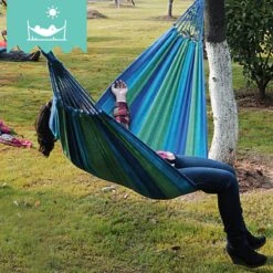 Dubbele Hangmat Blauw - 1 Of 2 Persoons - Lig Oppervlak 190x150cm - Lengte 260cm -Tuinbenodigdheden Bevordering 1200x1200 604