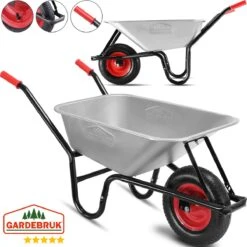 Gardebruk Kruiwagen 100L - Luchtband - 250kg Draagkracht Zilver -Tuinbenodigdheden Bevordering 1200x1200 63