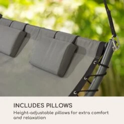 Blumfeldt Palermo Schommelbank - Hollywoodschommel 130 X 207 Cm - Ligbed Met Dak - Schommelstoel Voor 2 Personen - Tuinbank Inclusief Nekkussens - Stalen Frame En Polyester Dak - Grijs -Tuinbenodigdheden Bevordering 1200x1200 639