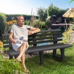 Casaria Tuinbank Orchidea – Kunststof/240kg Belastbaar – Antraciet -Tuinbenodigdheden Bevordering 1200x1200 648