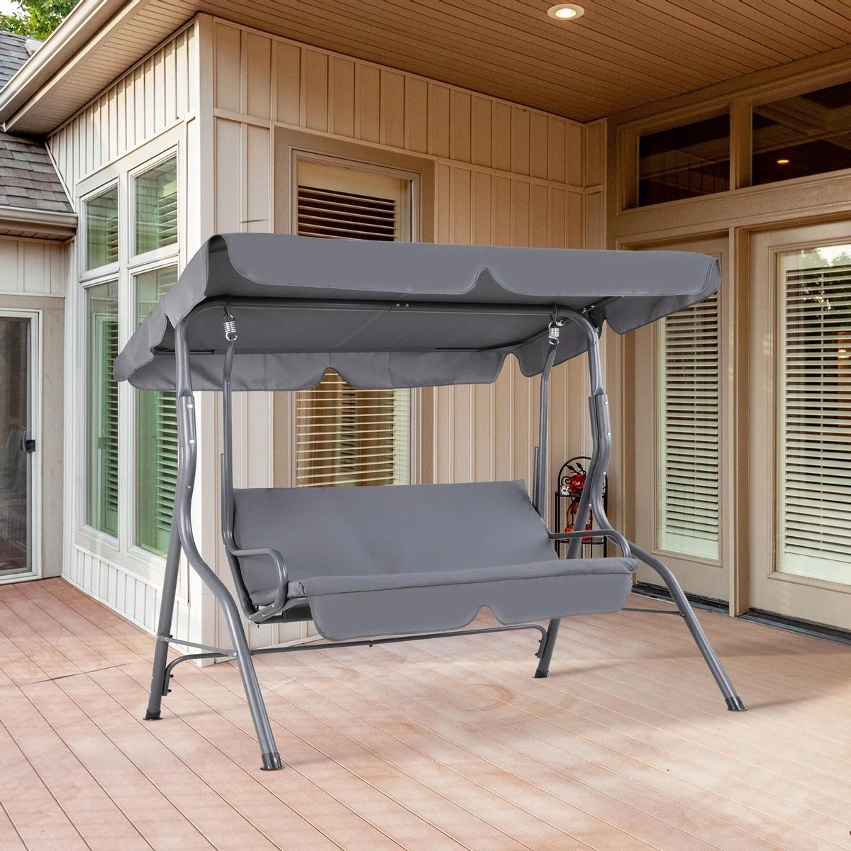 Merkloos Casaria Hollywood Schommel - Antraciet - Incl. Zonnekap 8 Merkloos Casaria Hollywood Schommel - Antraciet - Incl. Zonnekap - Afbeelding 6