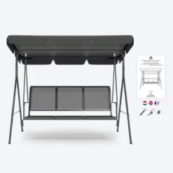 LifeGoods Schommelbank - 3-zits - Tot 250KG - Kantelbaar Dak - UV-bestendig Zonnescherm - 172x104x162cm - Grijs 18 LifeGoods Schommelbank - 3-zits - Tot 250KG - Kantelbaar Dak - UV-bestendig Zonnescherm - 172x104x162cm - Grijs -Tuinbenodigdheden Bevordering 1200x1200 683