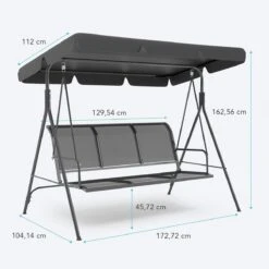 LifeGoods Schommelbank - 3-zits - Tot 250KG - Kantelbaar Dak - UV-bestendig Zonnescherm - 172x104x162cm - Grijs 21 LifeGoods Schommelbank - 3-zits - Tot 250KG - Kantelbaar Dak - UV-bestendig Zonnescherm - 172x104x162cm - Grijs -Tuinbenodigdheden Bevordering 1200x1200 686