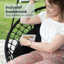 Vita5 Macramé Hangstoel - Voor Binnen En Buiten - Zonder Standaard - Incl. Kussen, Boekenvak En Beschermhoes - Tot 150kg - Zwart 16 Vita5 Macramé Hangstoel - Voor Binnen En Buiten - Zonder Standaard - Incl. Kussen, Boekenvak En Beschermhoes - Tot 150kg - Zwart -Tuinbenodigdheden Bevordering 1200x1200 798