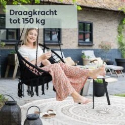 Vita5 Macramé Hangstoel - Voor Binnen En Buiten - Zonder Standaard - Incl. Kussen, Boekenvak En Beschermhoes - Tot 150kg - Zwart 18 Vita5 Macramé Hangstoel - Voor Binnen En Buiten - Zonder Standaard - Incl. Kussen, Boekenvak En Beschermhoes - Tot 150kg - Zwart -Tuinbenodigdheden Bevordering 1200x1200 800