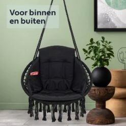 Vita5 Macramé Hangstoel - Voor Binnen En Buiten - Zonder Standaard - Incl. Kussen, Boekenvak En Beschermhoes - Tot 150kg - Zwart 19 Vita5 Macramé Hangstoel - Voor Binnen En Buiten - Zonder Standaard - Incl. Kussen, Boekenvak En Beschermhoes - Tot 150kg - Zwart -Tuinbenodigdheden Bevordering 1200x1200 801