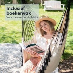 Vita5 XXL Hangstoel | Binnen&Buiten Hangnest | Incl. 2 Kussens En Boekenvak | Volwassenen&Kinderen | Hangmatstoel Tot 225kg | Beige -Tuinbenodigdheden Bevordering 1200x1200 809