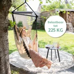 Vita5 XXL Hangstoel | Binnen&Buiten Hangnest | Incl. 2 Kussens En Boekenvak | Volwassenen&Kinderen | Hangmatstoel Tot 225kg | Beige -Tuinbenodigdheden Bevordering 1200x1200 811