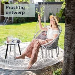 Vita5 Macramé Hangstoel - Voor Binnen En Buiten - Zonder Standaard - Incl. Kussen, Boekenvak En Beschermhoes - Tot 150kg - Grijs 17 Vita5 Macramé Hangstoel - Voor Binnen En Buiten - Zonder Standaard - Incl. Kussen, Boekenvak En Beschermhoes - Tot 150kg - Grijs -Tuinbenodigdheden Bevordering 1200x1200 833