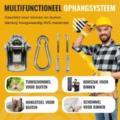 Itstrong® Plafondhaak Ophangsysteem Voor Binnen & Buiten – Ophanghaak Voor Bokszak – Schommel – Schommelstoel – Hangstoel - RVS -Tuinbenodigdheden Bevordering 1200x1200 848