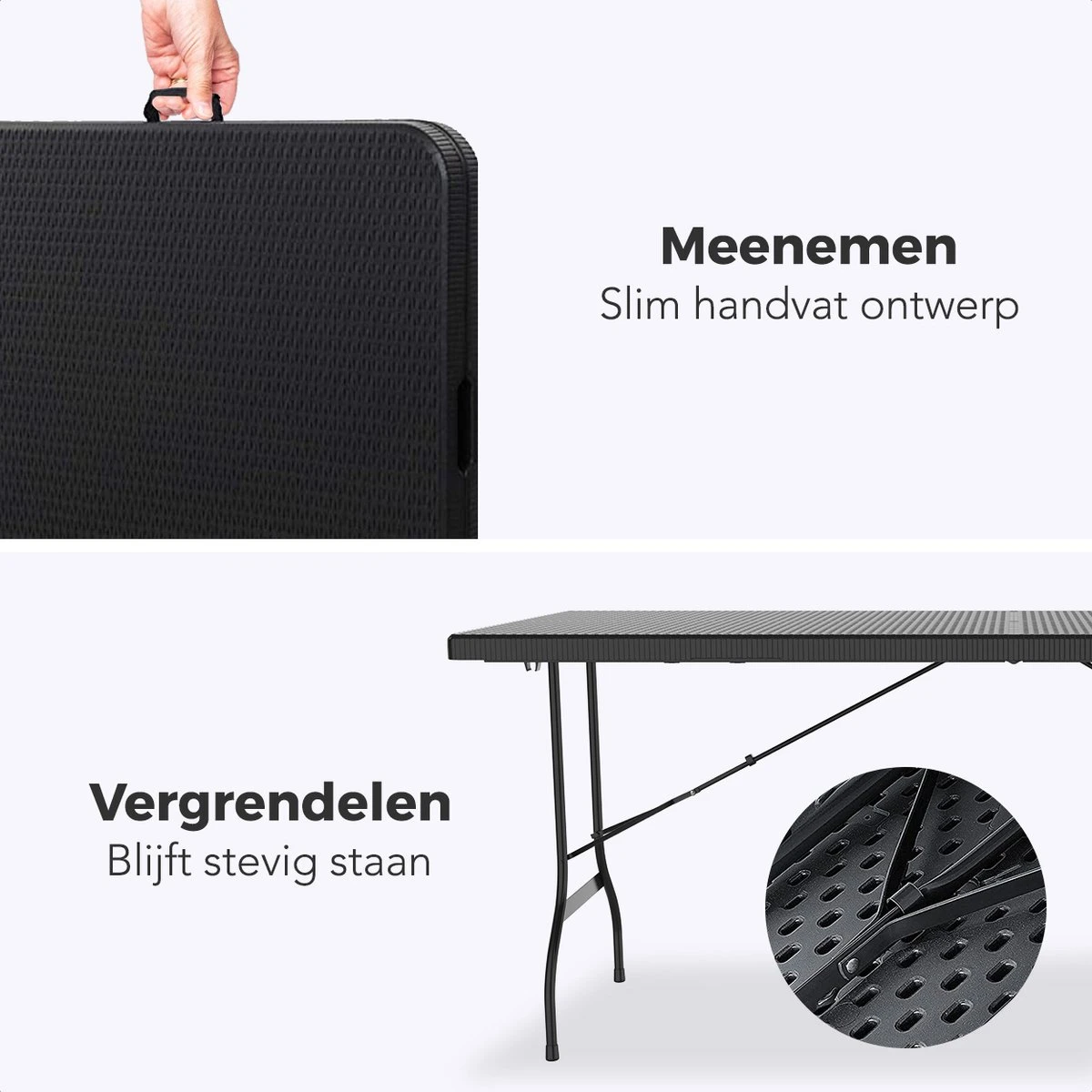 LifeGoods Klaptafel - Inklapbaar - 180 Cm - 6 Tot 8 Personen - Zwart 7 LifeGoods Klaptafel - Inklapbaar - 180 Cm - 6 Tot 8 Personen - Zwart - Afbeelding 5