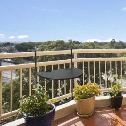 Relaxdays Balkontafel Inklapbaar, Balkon Tafel Rotan, Hangtafel Reling - Zwart -Tuinbenodigdheden Bevordering 1200x1200 942