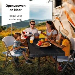 Sens Design Tuintafel Kunststof - Campingtafel Inklapbaar - Rotan-Look -Tuinbenodigdheden Bevordering 1200x1200 950