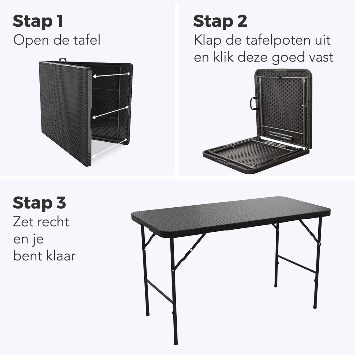 LifeGoods Klaptafel - Inklapbaar - 120 Cm - 4 Personen - Zwart 8 LifeGoods Klaptafel - Inklapbaar - 120 Cm - 4 Personen - Zwart - Afbeelding 6